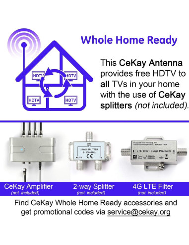 Antena Yagi HD CeKay para Exterior - Recepción UHF/VHF 4K
