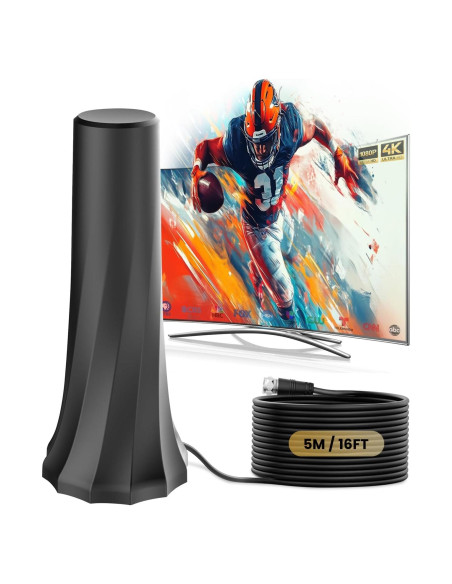 Antena de TV Interior RTKJEQQ 1000 Millas 4K 1080p Amplificada