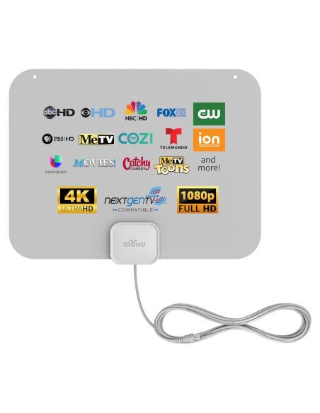 Antena de TV Interior Mohu Leaf Gris Cálido 40 Millas 4K UHD