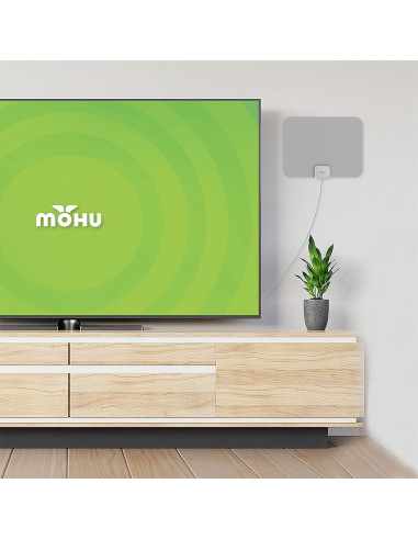 Antena de TV Interior Mohu Leaf Gris Cálido 40 Millas 4K UHD