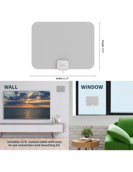 Antena de TV Interior Mohu Leaf Gris Cálido 40 Millas 4K UHD