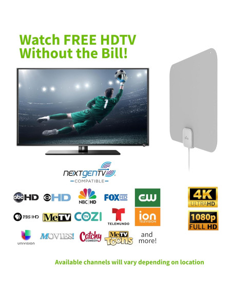 Antena de TV Interior Mohu Leaf Gris Cálido 40 Millas 4K UHD