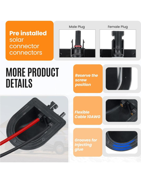 Entrada de Cable Solar Pjerjzn 0.3m Doble Carcasa UV Negro