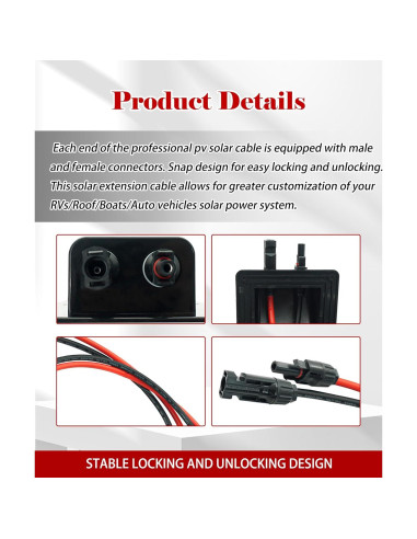 Entrada de Cable Solar Maigoo 0.91 m con Conectores MC4