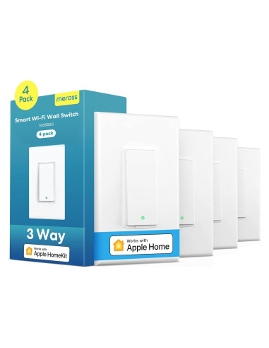 Interruptor Inteligente Meross 3 Vías 4 Pack HomeKit Alexa