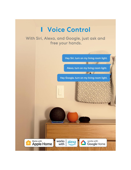 Interruptor Regulador Inteligente Meross 4 Pack WiFi 2.4GHz
