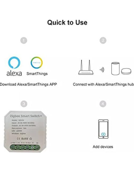 Interruptor Inteligente Zigbee MHCOZY 16A Control por Voz