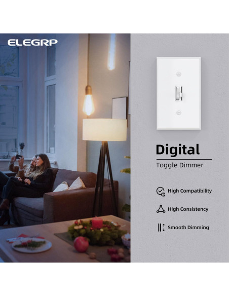 Interruptor de Atenuador Digital ELEGRP 2 Unidades Blanco