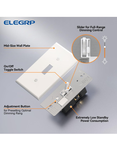 Interruptor de Atenuador Digital ELEGRP 2 Unidades Blanco