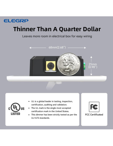 Interruptor de Atenuador Digital ELEGRP 2 Unidades Blanco