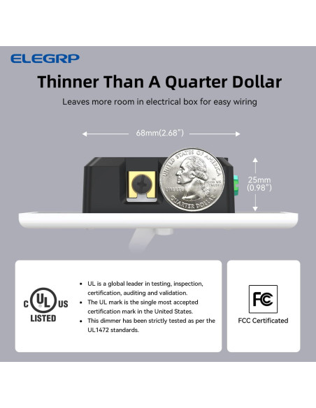 Interruptor de Atenuador Digital ELEGRP 2 Unidades Blanco