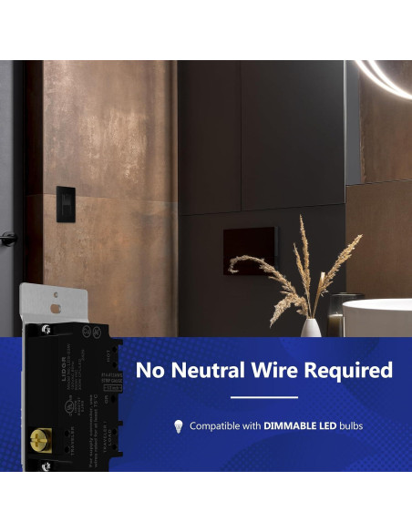 Interruptor de Atenuador LIDER 300W Negro 2 Paquete