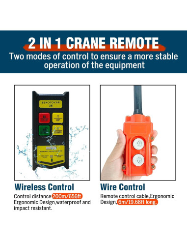 Control Remoto Inalámbrico 2 en 1 Senotoyar 12V para Grúas