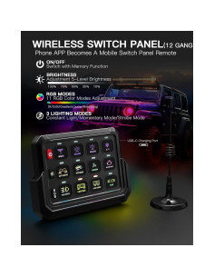 Panel de Interruptores Inalámbrico RGB 12 Gang HulkGoo 12V/24V 2