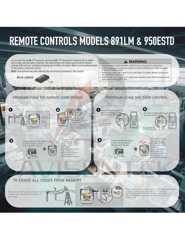 Control Remoto de Puerta de Garaje Chamberlain 950ESTD 2 Pack