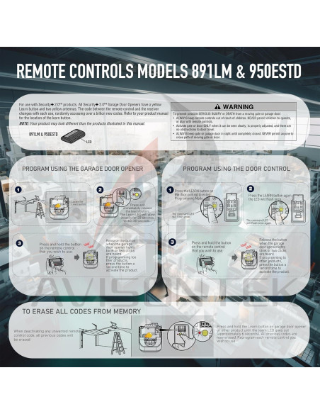 Control Remoto de Puerta de Garaje Chamberlain 950ESTD 2 Pack