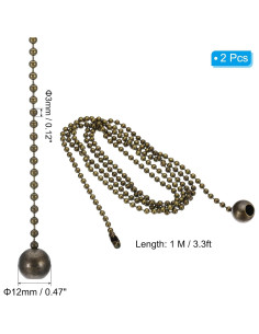 Cadena de Tirar para Ventilador de Techo PATIKIL 1m Bronce - 2 Pcs 2
