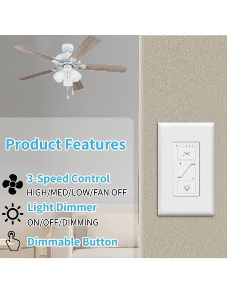 Interruptor de Ventilador de Techo Nexete 2 en 1 con Atenuador