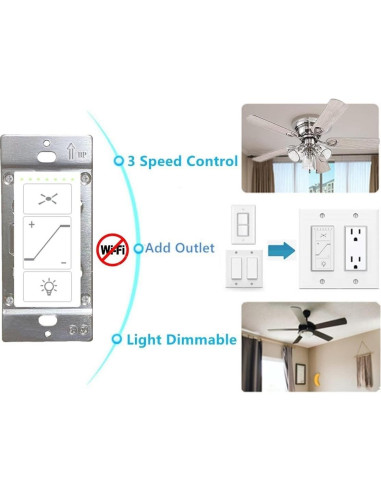 Interruptor de Ventilador de Techo Nexete 2 en 1 con Atenuador