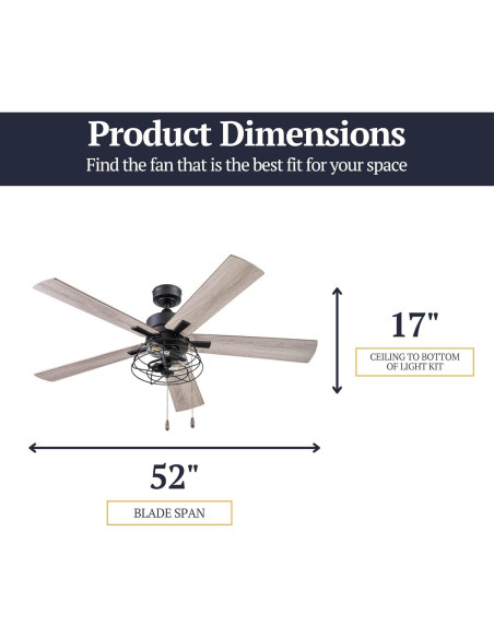 Ventilador de Techo Prominence Home Marshall 52" LED Negro Mate