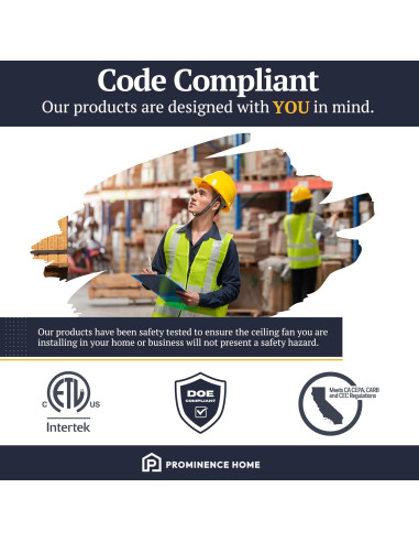 Ventilador de Techo Prominence Home Marshall 52" LED Negro Mate