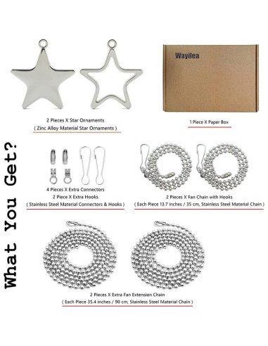 Adornos de Estrella Plateados Swiky - Cadenas de Tirar 2x35cm