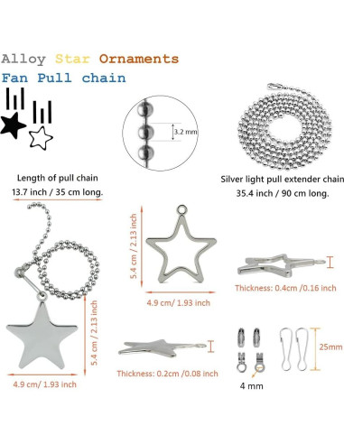 Adornos de Estrella Plateados Swiky - Cadenas de Tirar 2x35cm