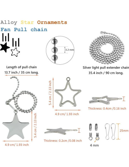 Adornos de Estrella Plateados Swiky - Cadenas de Tirar 2x35cm