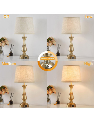 Juego de 2 Lámparas de Mesa RAYINIGHT Vintage con USB