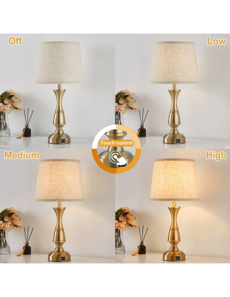 Juego de 2 Lámparas de Mesa RAYINIGHT Vintage con USB