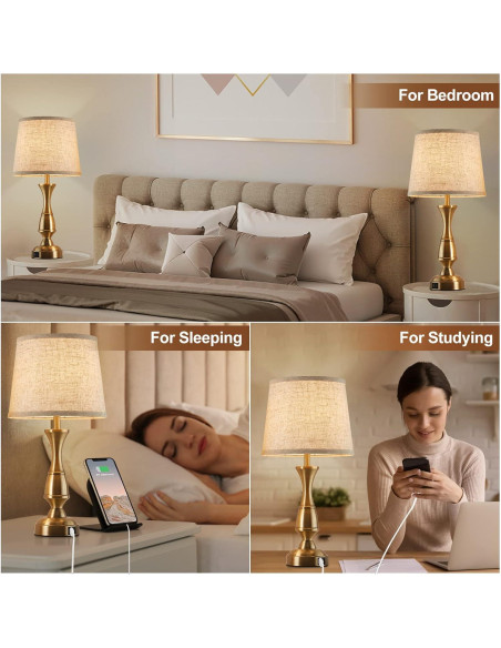 Juego de 2 Lámparas de Mesa RAYINIGHT Vintage con USB