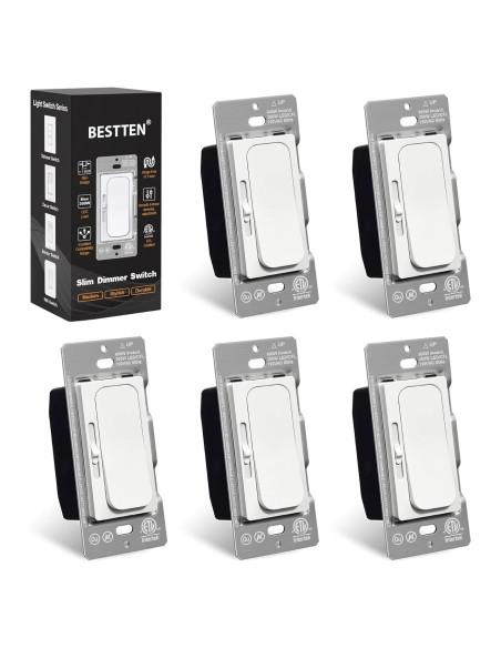 Interruptor Regulador BESTTEN 5 Pack 15A 120V LED CFL Incandescente