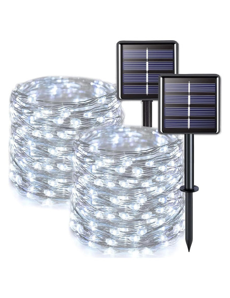 Luces de Cadena Solares JMEXSUSS 2 Paquetes 100 LED 10M