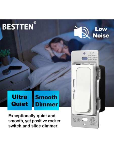 Interruptor Regulador BESTTEN 5 Pack 15A 120V LED CFL Incandescente