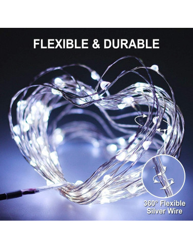 Luces de Cadena Solares JMEXSUSS 2 Paquetes 100 LED 10M