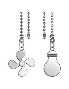 2 Cadenas de Tirar para Ventilador de Techo Dotlite 30cm Plata