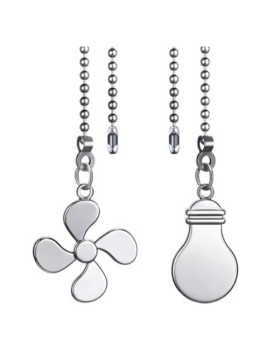 2 Cadenas de Tirar para Ventilador de Techo Dotlite 30cm Plata
