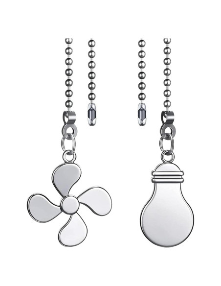 2 Cadenas de Tirar para Ventilador de Techo Dotlite 30cm Plata