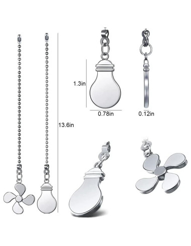 2 Cadenas de Tirar para Ventilador de Techo Dotlite 30cm Plata