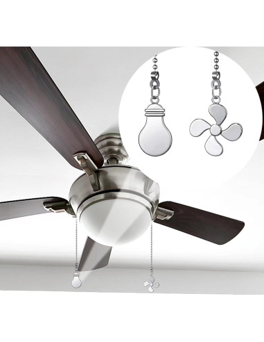 2 Cadenas de Tirar para Ventilador de Techo Dotlite 30cm Plata