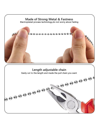 2 Cadenas de Tirar para Ventilador de Techo Dotlite 30cm Plata