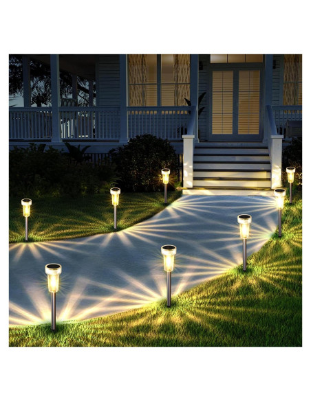 Luces Solares de Jardín Mancra, Paquete de 8, 2700K Blanco Cálido