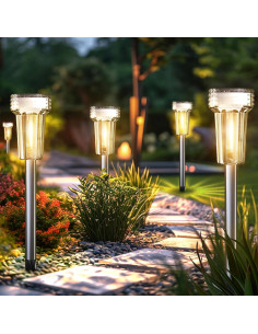 Luces Solares de Jardín Mancra, Paquete de 8, 2700K Blanco Cálido 2