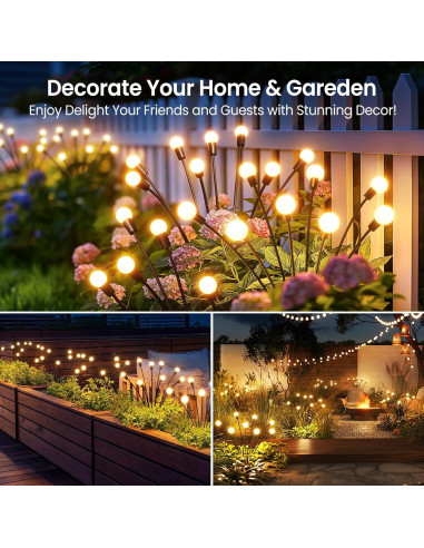 Luces Solares de Jardín LETMY - Paquete de 4, 32 LED, IP65