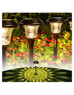 Luces Solares GIGALUMI Paquete de 8 LED Impermeables 3500K