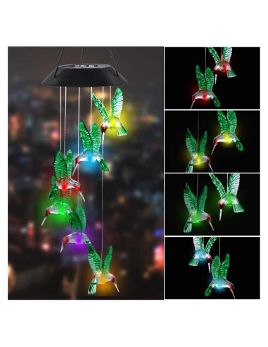 Carillón de Viento LED Solar MorTime Colibrí 63.5 cm