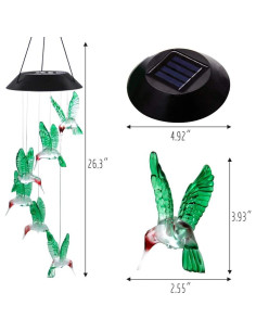 Carillón de Viento LED Solar MorTime Colibrí 63.5 cm 2
