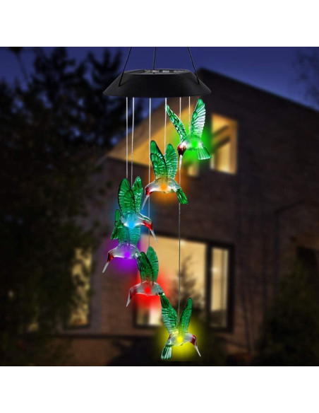 Carillón de Viento LED Solar MorTime Colibrí 63.5 cm