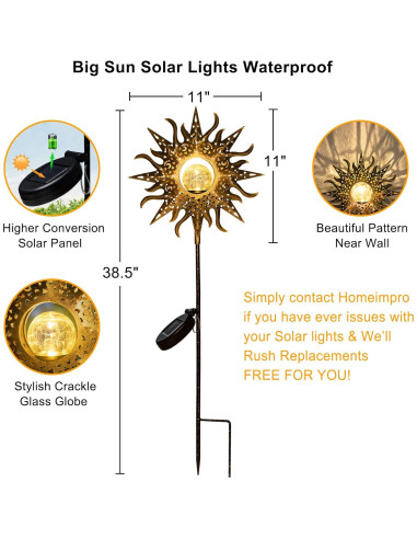 Luces de Jardín Solares Homeimpro LED Decorativas 96.5 cm