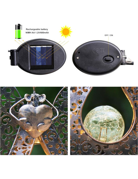 Luces Solares de Estaca Kaixoxin Ángel para Jardín 108 cm